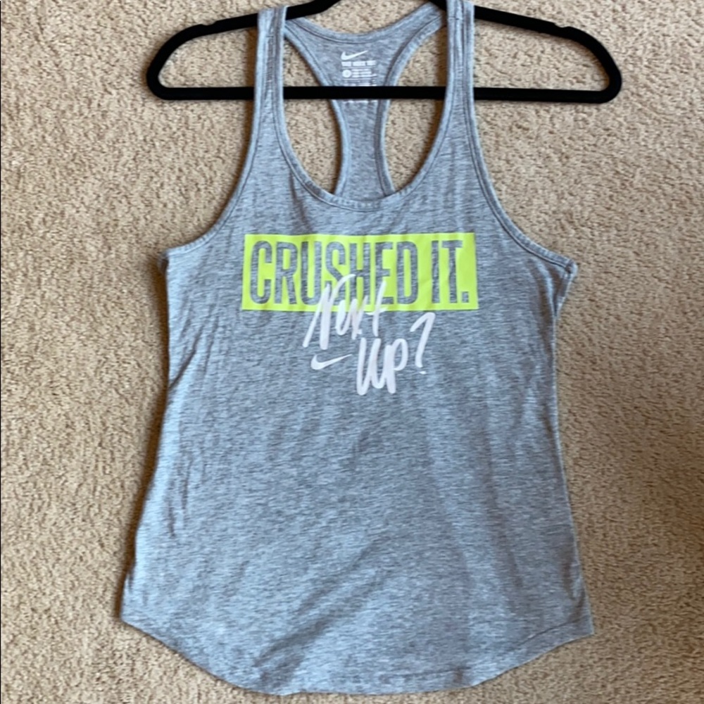 Grey Nike Graphic Racerback Tank Top Sz S EUC